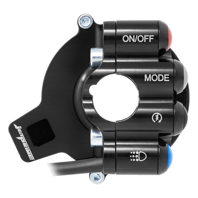 Gasgriffgehäuse mit integriertem Lenkerschalter JetPrime BMW S 1000 RR (15-18) JP CO BM008L – Racing-Belegung, geschlossenes Gehäuse
