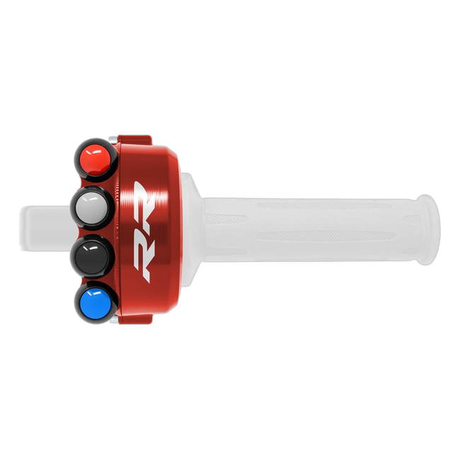 Gasgriffgehäuse mit integriertem Lenkerschalter JetPrime BMW S 1000 RR (15-18) JP CO BM008RRL – Racing-Belegung, geschlossenes Gehäuse, mit RR-Schriftzug