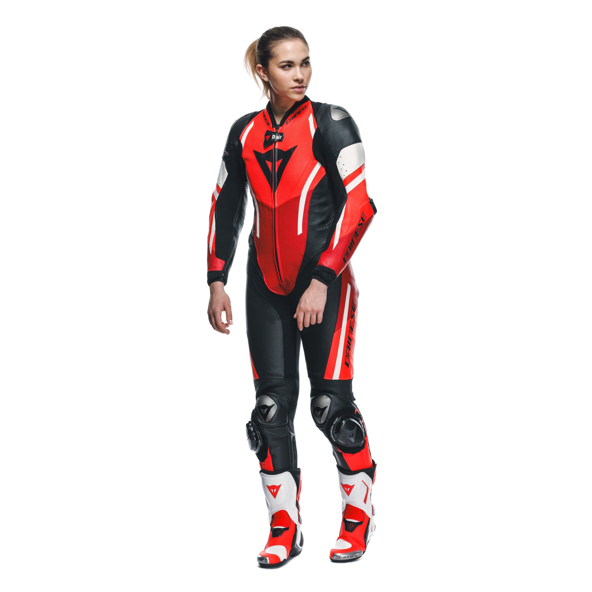Dainese Misano 3 Lady D-AIR® in pelle monopezzo per una tuta da corsa airbag | Donne | Rosso