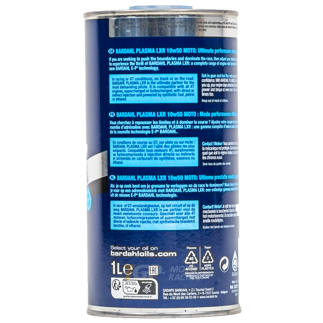 BARDAHL 10W50 Plasma LXR - 1 litro di olio premium