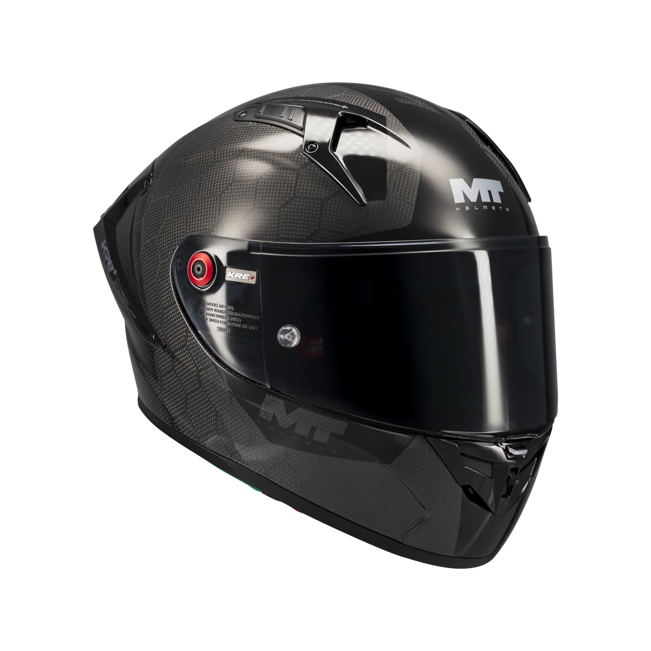MT-Helmets KRE+ S Casco Pure Carbon Glossy A1 Glow Completo 