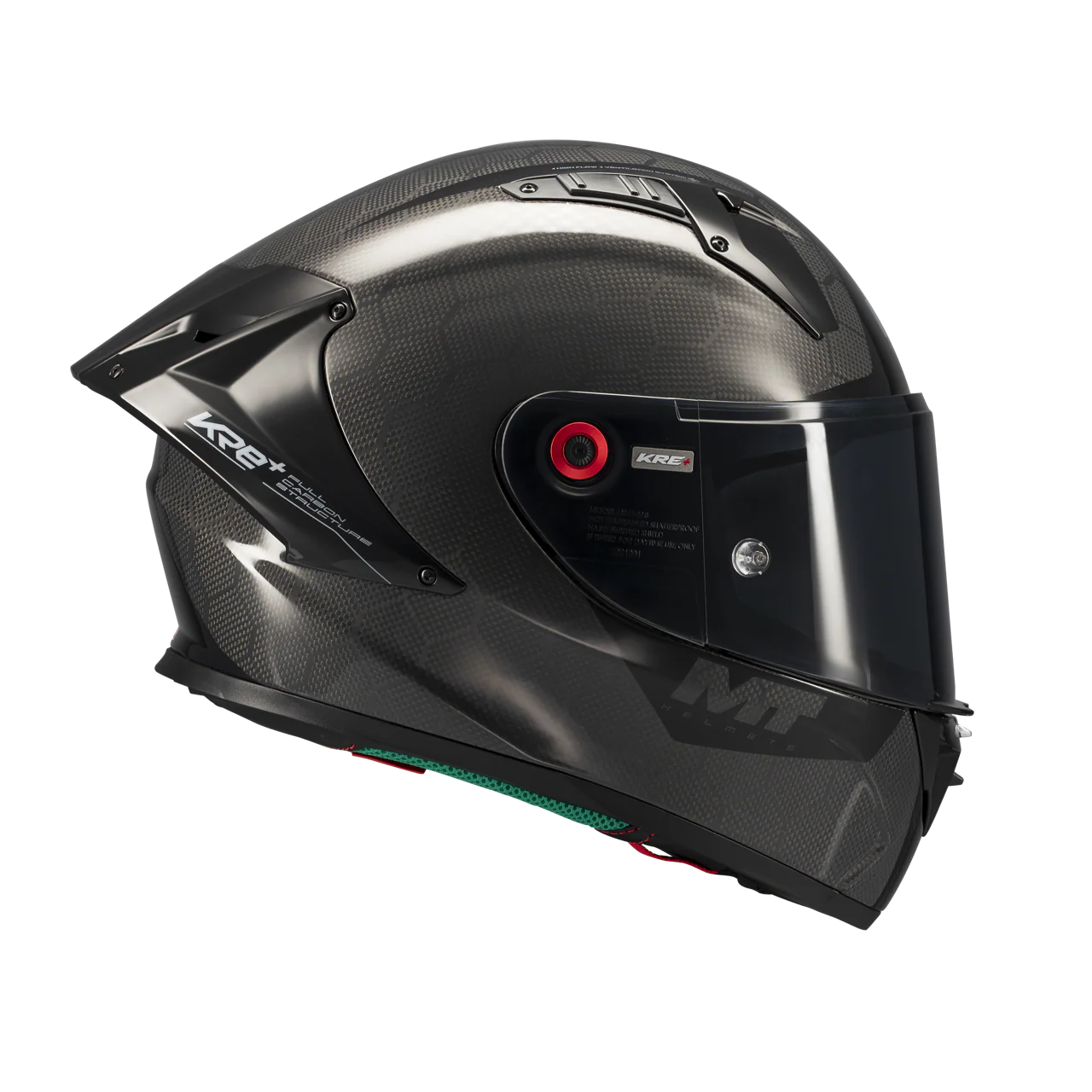 MT-Helmets KRE+ S Casco Pure Carbon Glossy A1 Glow Completo 