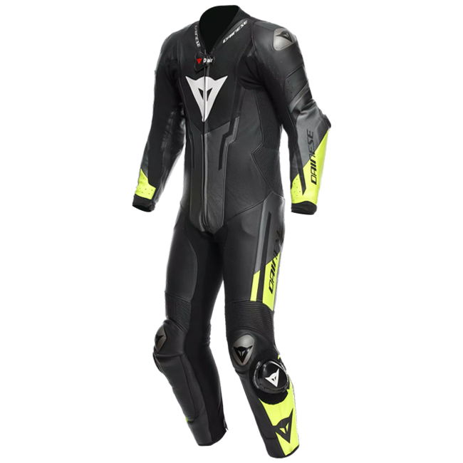 DAINESE MISANO 3 D-AIR® in pelle monopezzo Combinazione per airbag Perforata Airbag Suit | Uomini | Giallo nero/neon