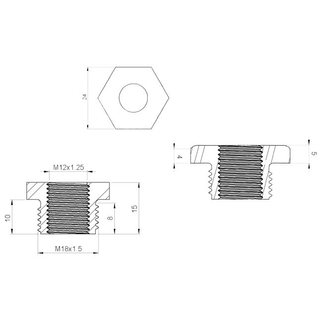 Spark Exhaust Auspuffteil Universal Lambda Sensor Thread Reducer M18 M12 Edelstahl SGATT260