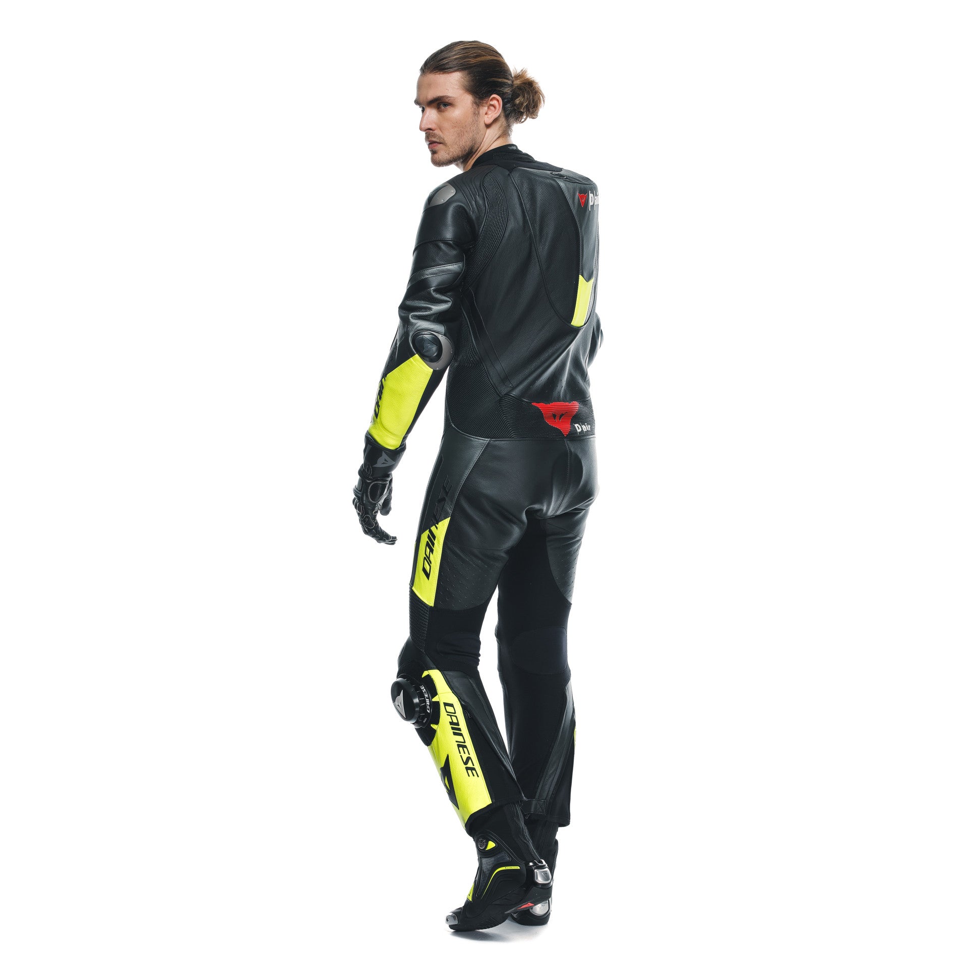 DAINESE MISANO 3 D-AIR® in pelle monopezzo Combinazione per airbag Perforata Airbag Suit | Uomini | Giallo nero/neon
