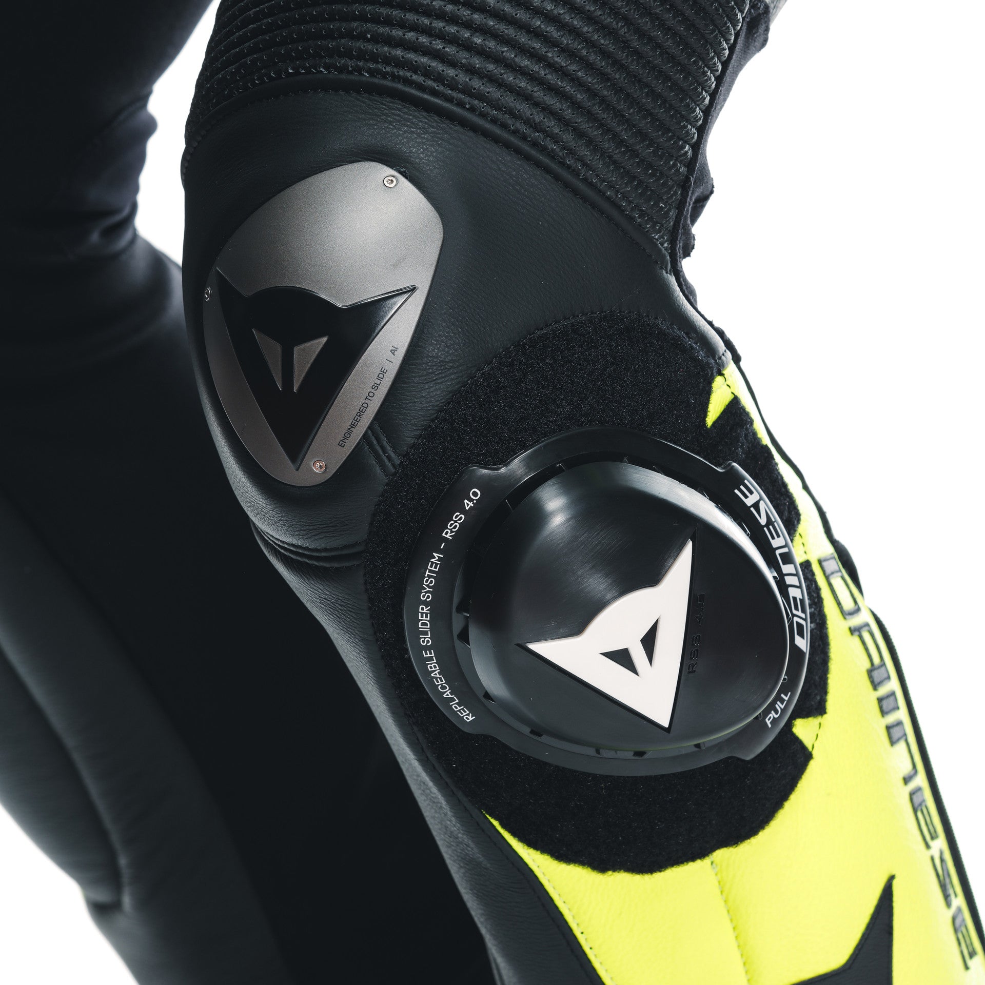 DAINESE MISANO 3 D-AIR® in pelle monopezzo Combinazione per airbag Perforata Airbag Suit | Uomini | Giallo nero/neon