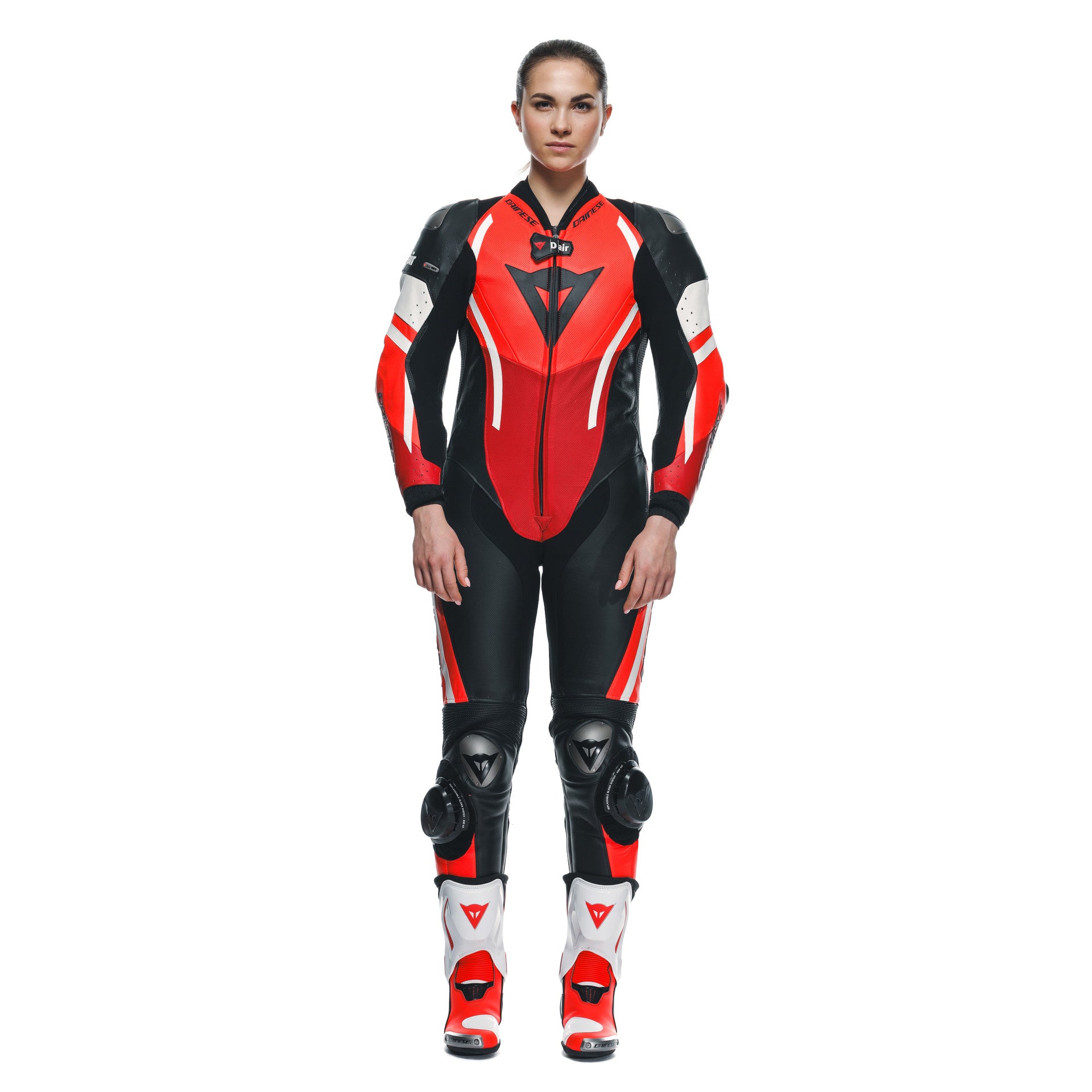 Dainese Misano 3 Lady D-AIR® in pelle monopezzo per una tuta da corsa airbag | Donne | Rosso