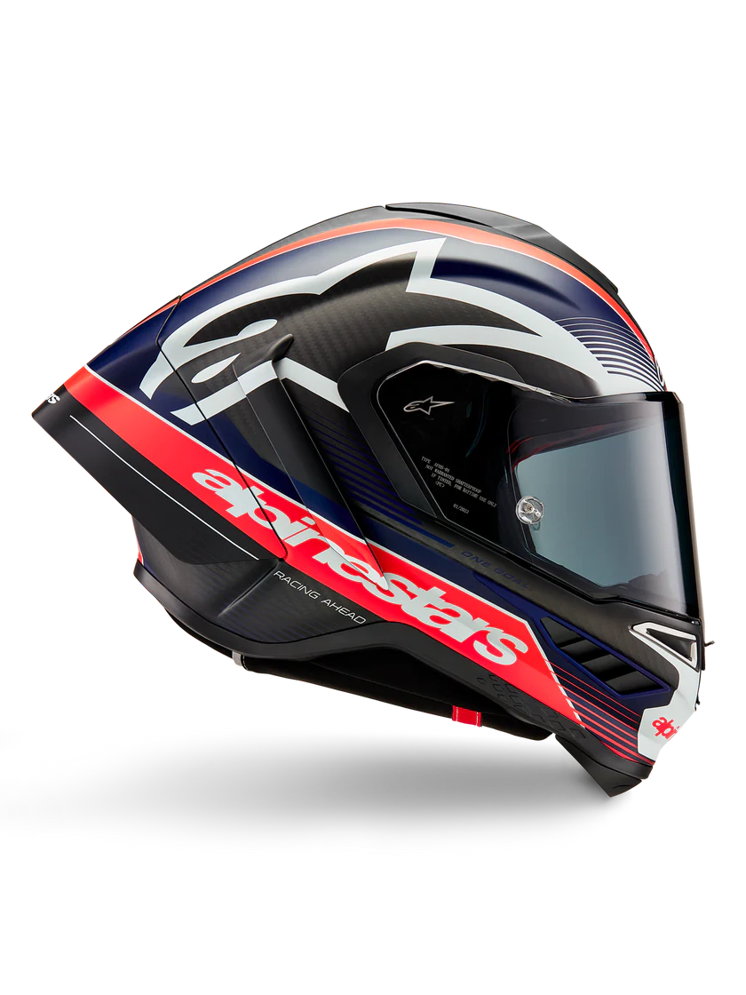 Alpinestars Supertech R10 Team Helm Carb Carbon Carb Red Fluo Dark Blue Matt 8200224-1383