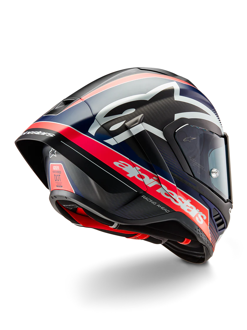 Alpinestars Supertech R10 Team Helm Carb Carbon Carb Red Fluo Dark Blue Matt 8200224-1383