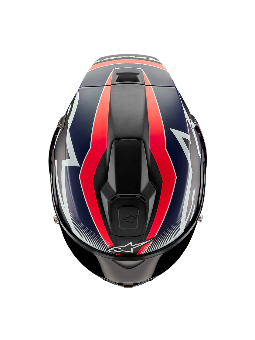 Alpinestars Supertech R10 Team Helm Carb Carbon Carb Red Fluo Dark Blue Matt 8200224-1383