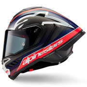 Alpinestars Supertech R10 Team Helm Carb Carbon Carb Red Fluo Dark Blue Matt 8200224-1383