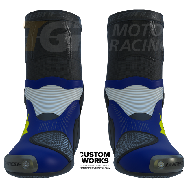 Dainese Axial 2 Air stivali racing e moto da strada | Uomo | Yamaha Blu / Bianco / Giallo Fluo | Custom Works 