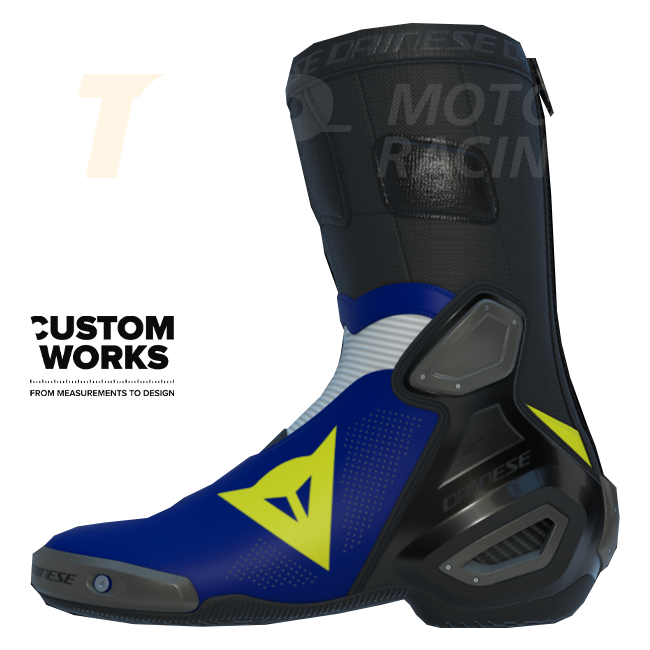 Dainese Axial 2 Air stivali racing e moto da strada | Uomo | Yamaha Blu / Bianco / Giallo Fluo | Custom Works 