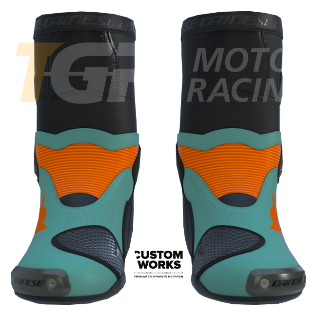 Dainese Axial 2 Air stivali da corsa e strada per moto | Uomo | Arancio Fluo / Blu Mare di Sardegna | Custom Works 