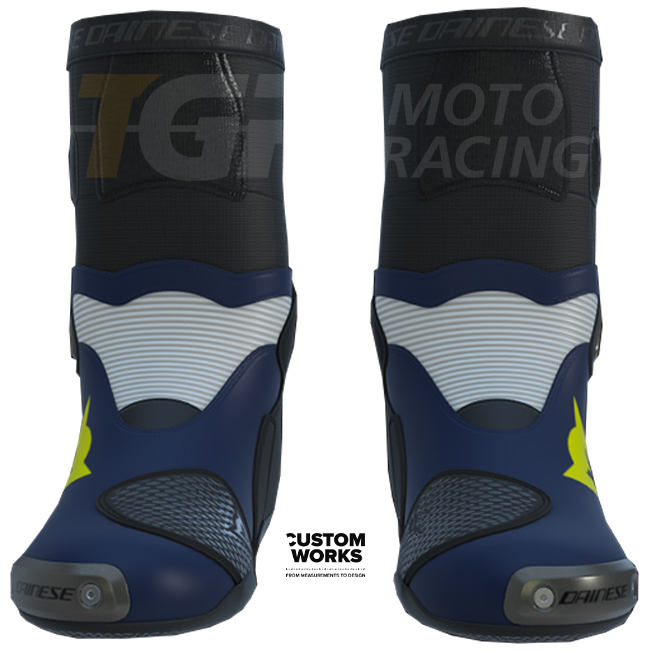 Dainese Axial 2 Air stivali racing e moto da strada | Uomo | Yamaha Blu / Bianco / Giallo Fluo | Custom Works 