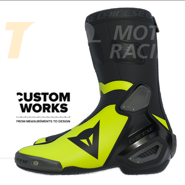 Dainese Axial 2 stivali da moto Racing e strada | Uomo | Nero / Fluogelb | Custom Works 