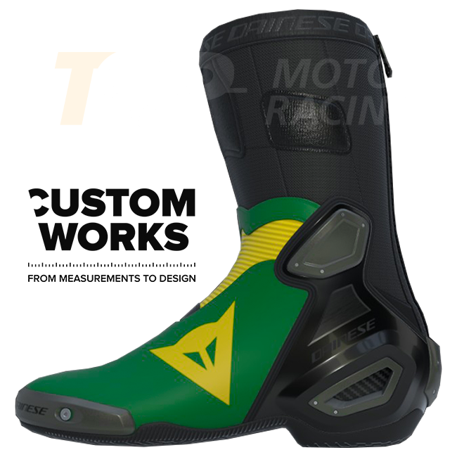 Dainese Axial 2 scarpe racing e moto stradali | Uomo | Verde bosco / Giallo | Custom Works 