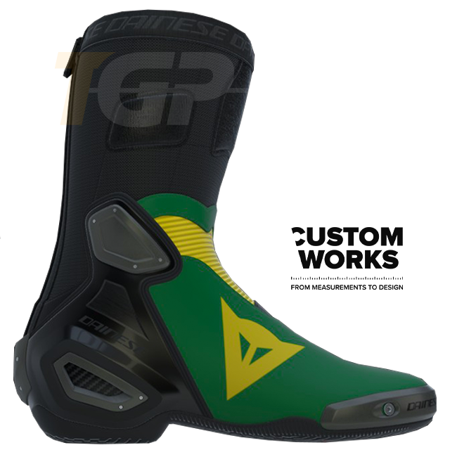 Dainese Axial 2 scarpe racing e moto stradali | Uomo | Verde bosco / Giallo | Custom Works 