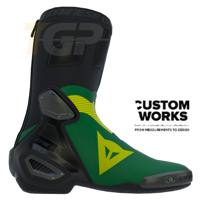 Dainese Axial 2 Air Racing e stivali da motociclista per strada | Uomo | Verde foresta / Giallo | Custom Works 
