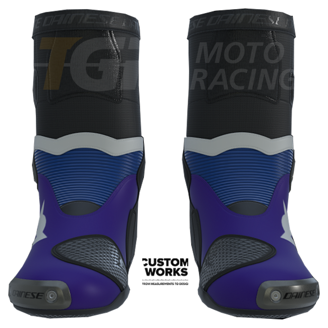 Dainese Axial 2 Racing e stivali da motociclismo stradali Prima Pramac Yamaha MotoGP Replica | Uomo | Viola / Blu Yamaha / Bianco | Custom Works 