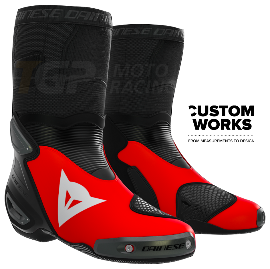 Dainese Axial 2 Racing e stivali moto da strada Marco Bezzecchi Replica 2026 | Uomo | Fluo Rosso / Nero | Custom Works 