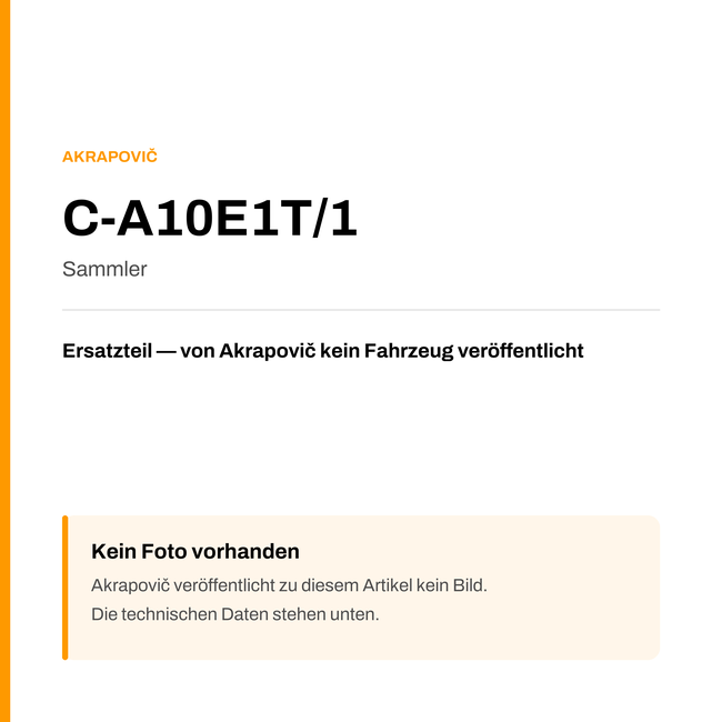 Akrapovic Sammler C-A10E1T/1 — Platzhalter, kein Herstellerfoto verfügbar