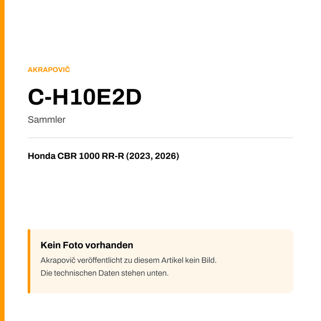 Akrapovic Sammler Honda CBR 1000 RR-R (23-26) C-H10E2D — Platzhalter, kein Herstellerfoto verfügbar