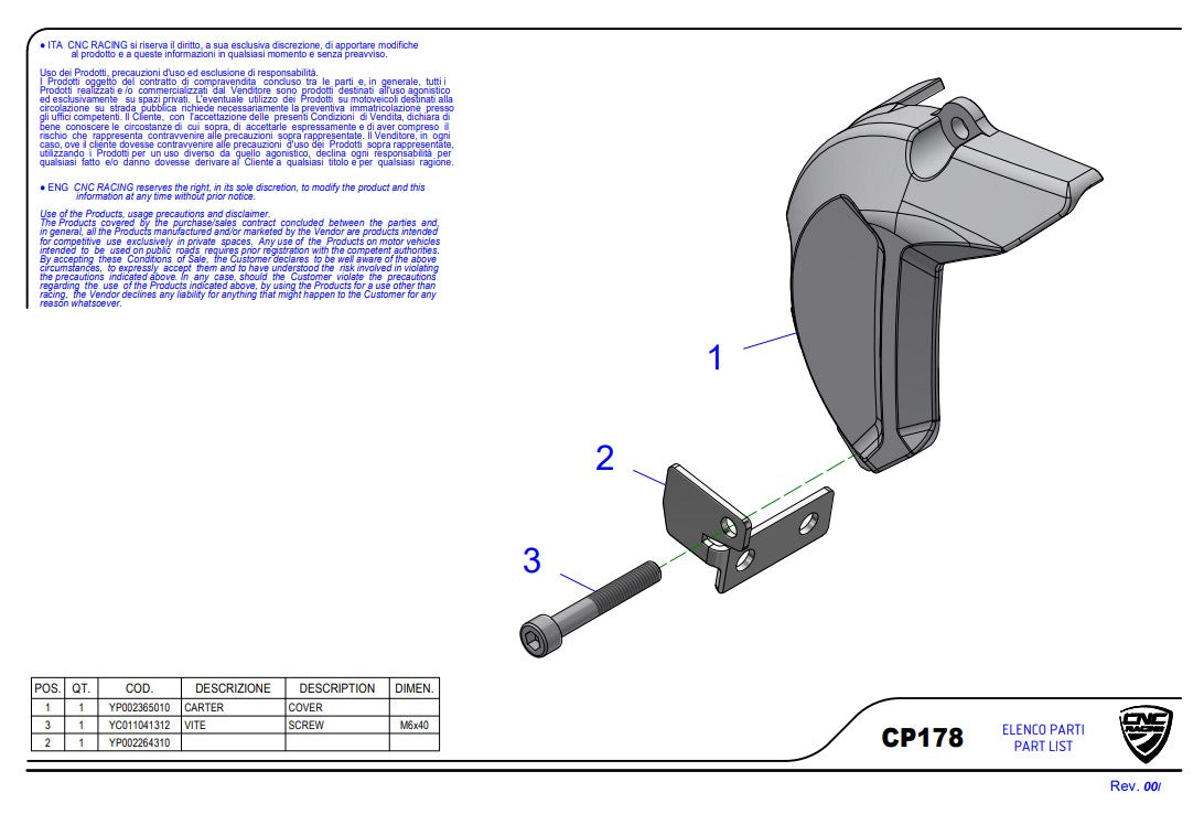 Copertura del pignone in alluminio CNC Racing Ducati Panigale V4/S (2025) CP178 