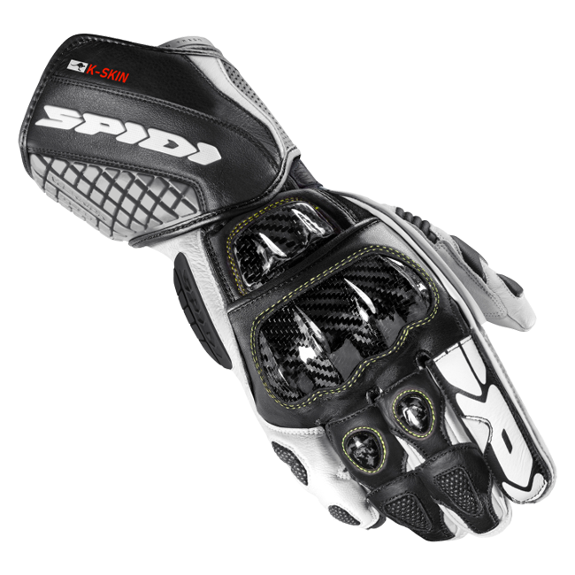Guanti da moto in pelle Spidi Carbo Kangaroo Racing | Uomo | Nero-Bianco | A216011 