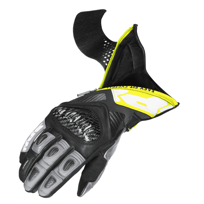 Guanti da moto in pelle Spidi Carbo Fit Racing | Uomo | Nero/Giallo fluorescente | A226394 