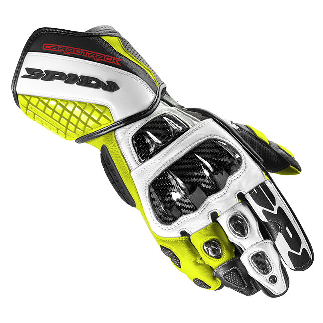 Guanti da moto in pelle Spidi Carbo Track Evo Racing | Uomo | Nero/Giallo fluorescente | A203394 
