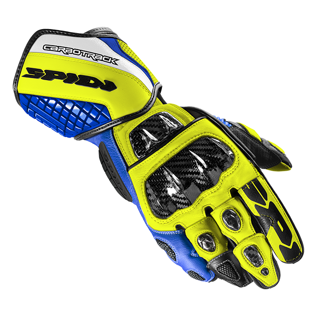 Guanti da moto in pelle Spidi Carbo Track Evo Racing | Uomo | Blu/Giallo | A203477 