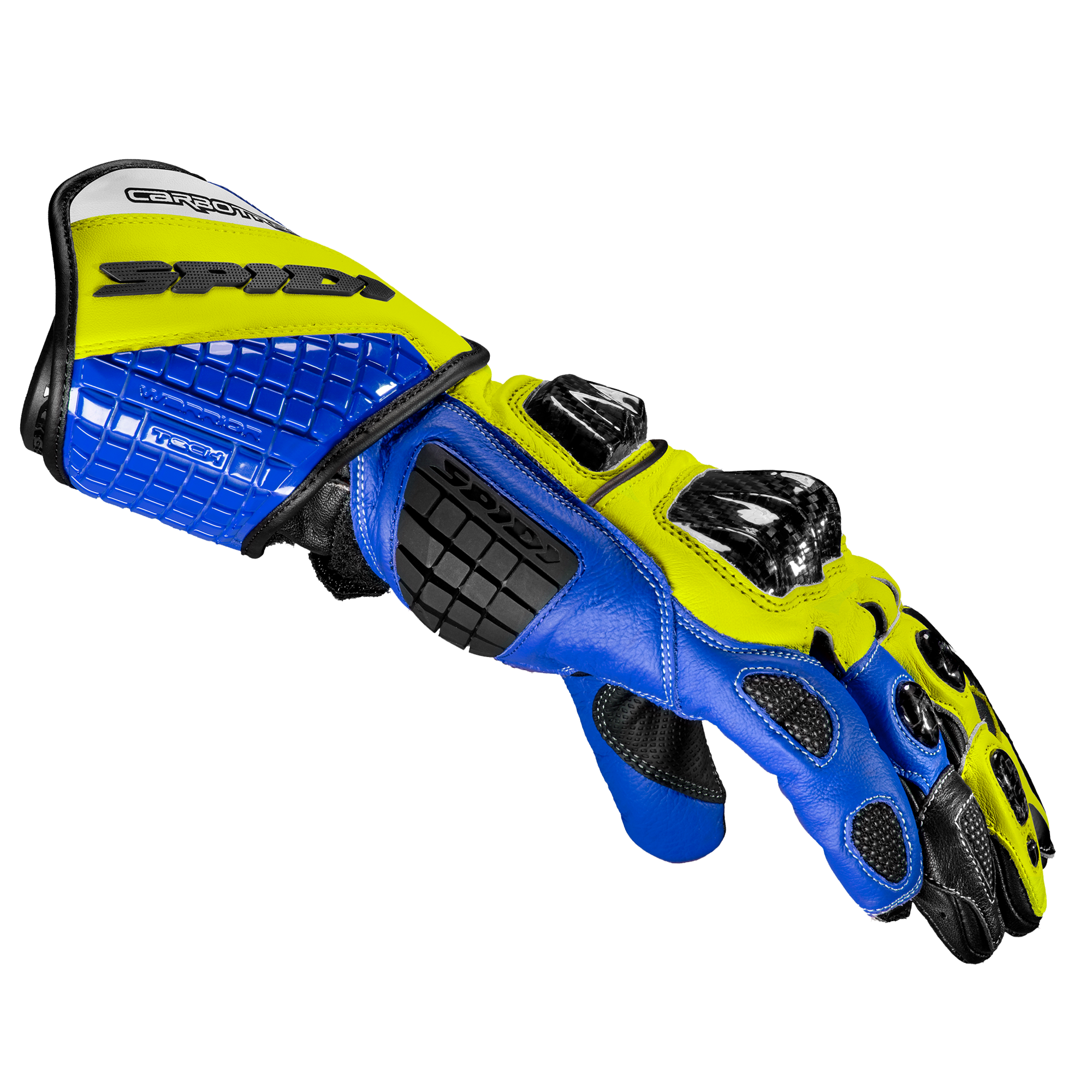 Guanti da moto in pelle Spidi Carbo Track Evo Racing | Uomo | Blu/Giallo | A203477 