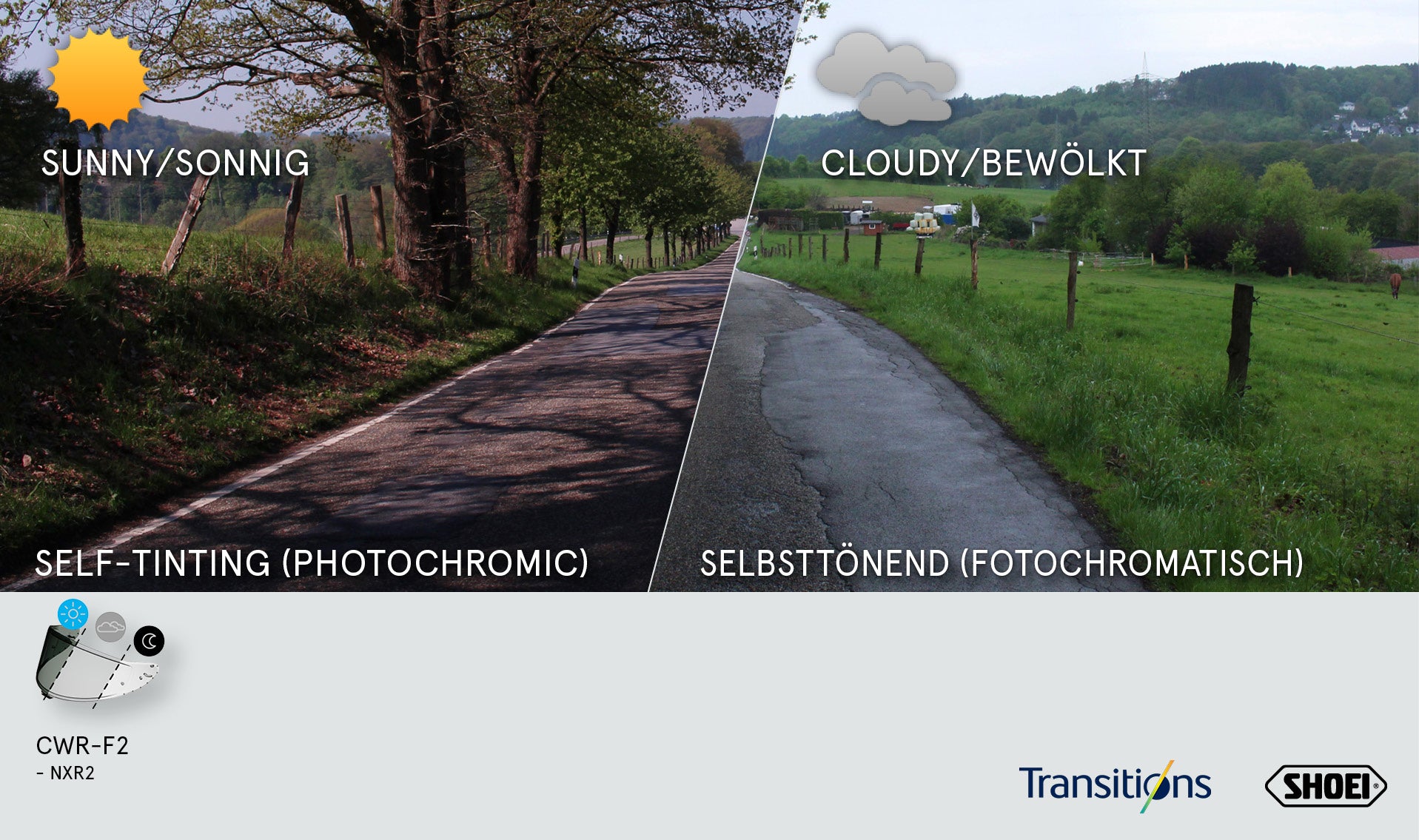 Shoei Visier X-Sppr Pro (CWR-F2PN) Adattante auto-tinting fotocromatico