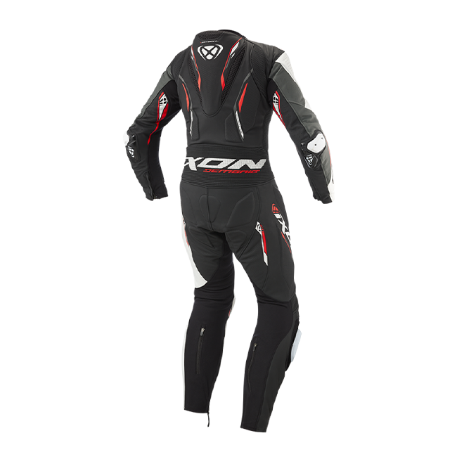 IXON Demonio Tuta intera Tuta in pelle – Tuta da corsa perforata | Uomo | Nero/Bianco/Rosso 