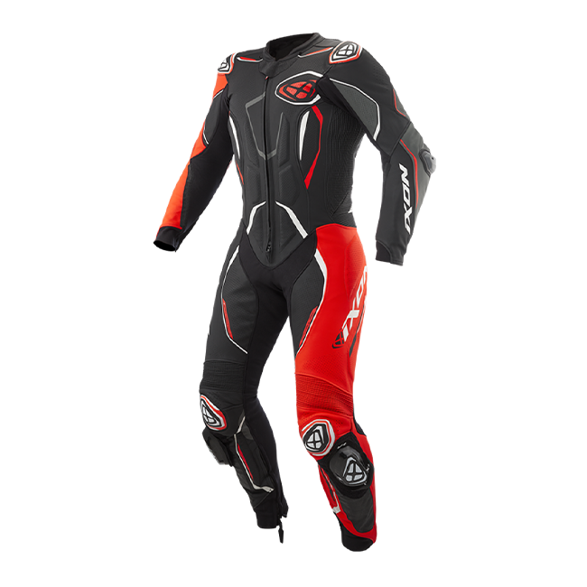 IXON Demonio Tuta intera Tuta in pelle – Tuta da corsa perforata | Uomo | Rosso/Nero/Bianco 