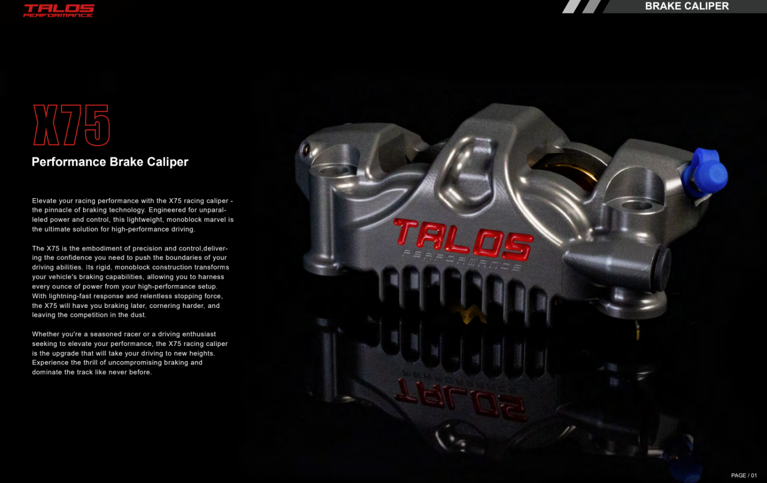 TASLOS X75 SBK Racing Monoblock P4 32/36 100 mm per le pinze freno anteriore a sinistra | X75.100.hd.l