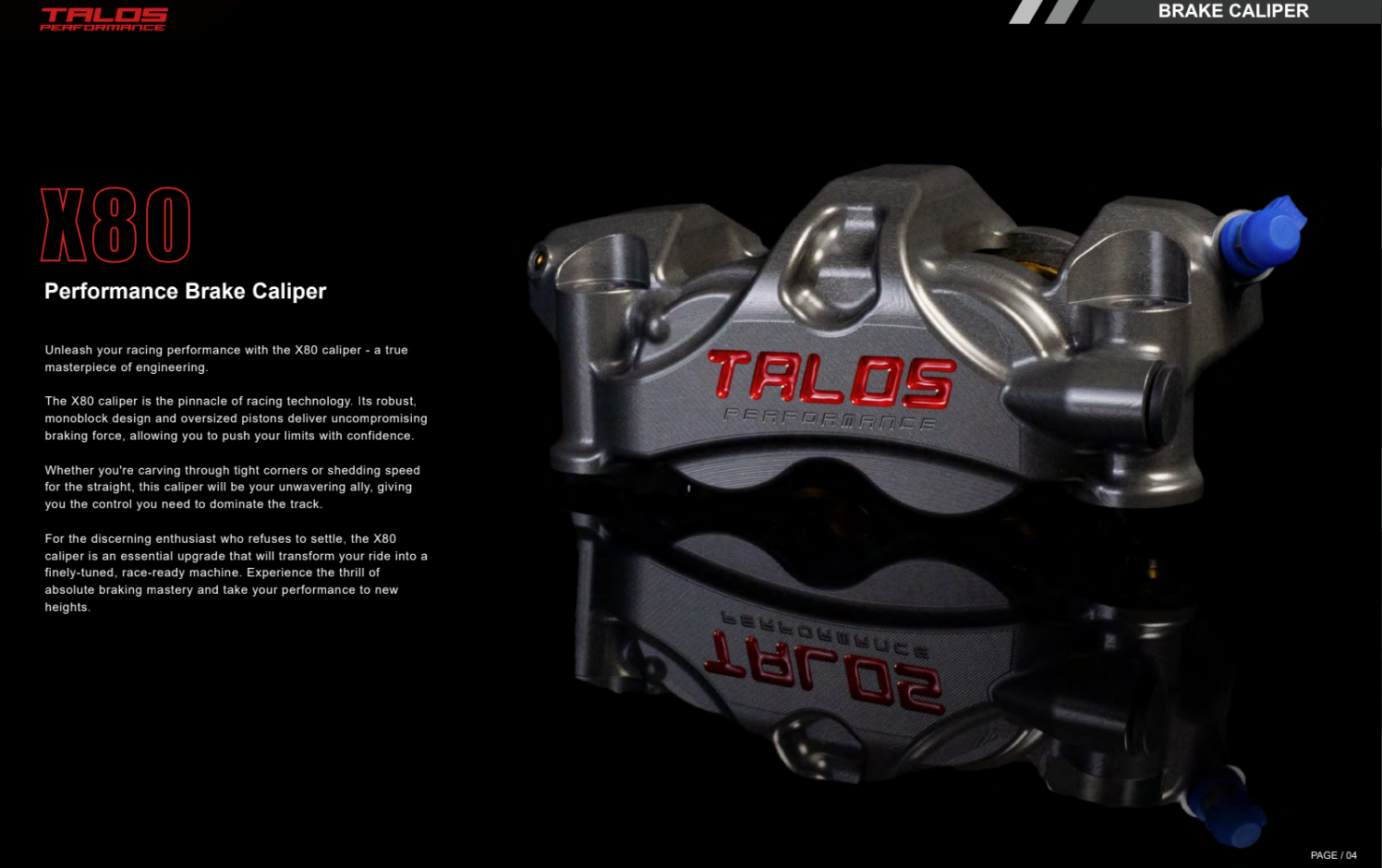 Taslos X80 SBK Racing Monoblock P4 34/38 da 108 mm per le pinze freno anteriore a sinistra | X80.108.hd.l