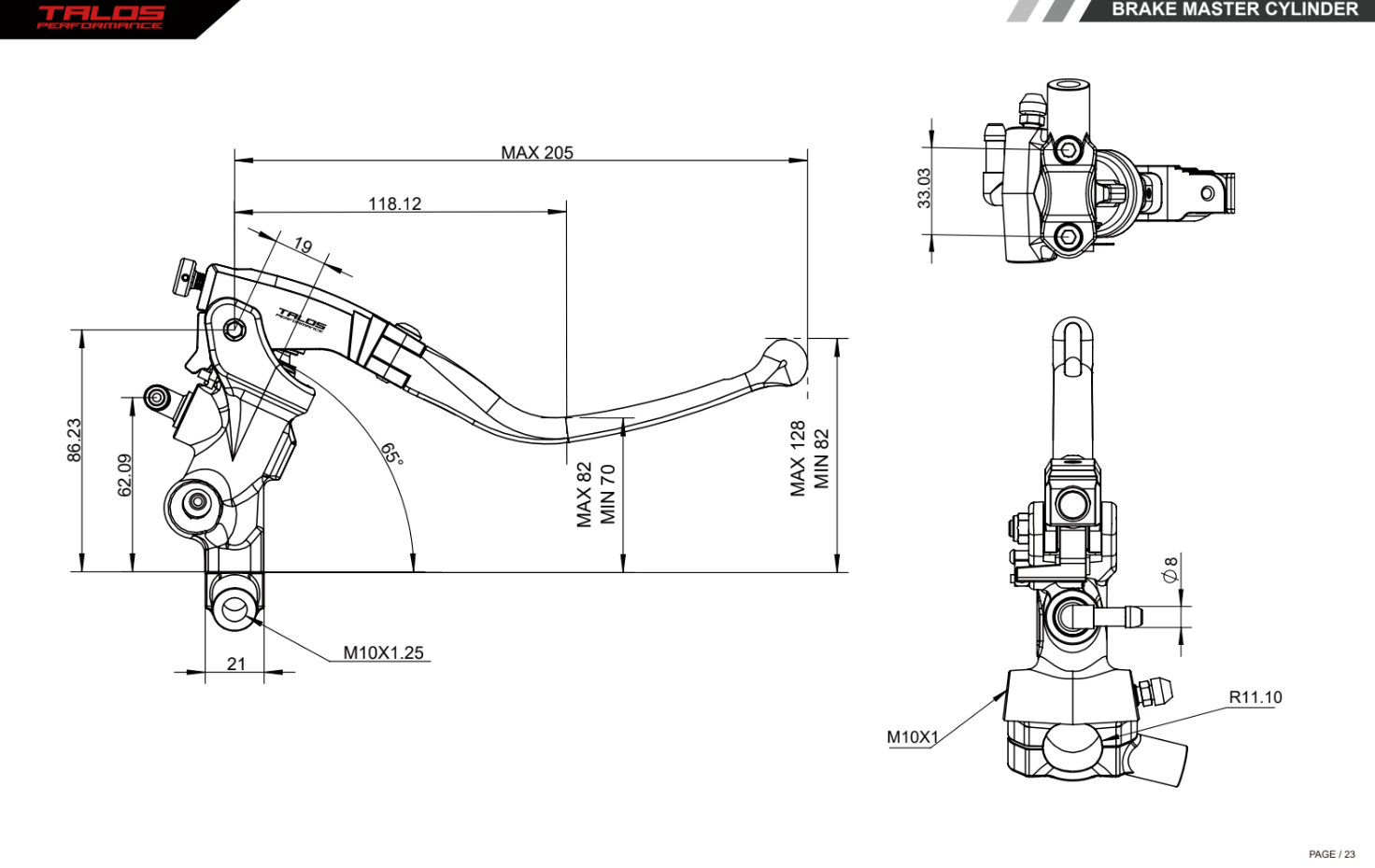 Talos CNC ST Radiale Racing Pompa freno 16mm| ST.16 