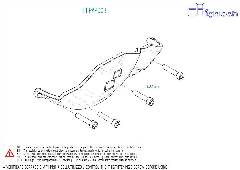 Protettore di accoppiamento in alluminio Copertura protettiva di protezione Light-Tech Aprilia Rs 660 (20-25) ECPAP003ner