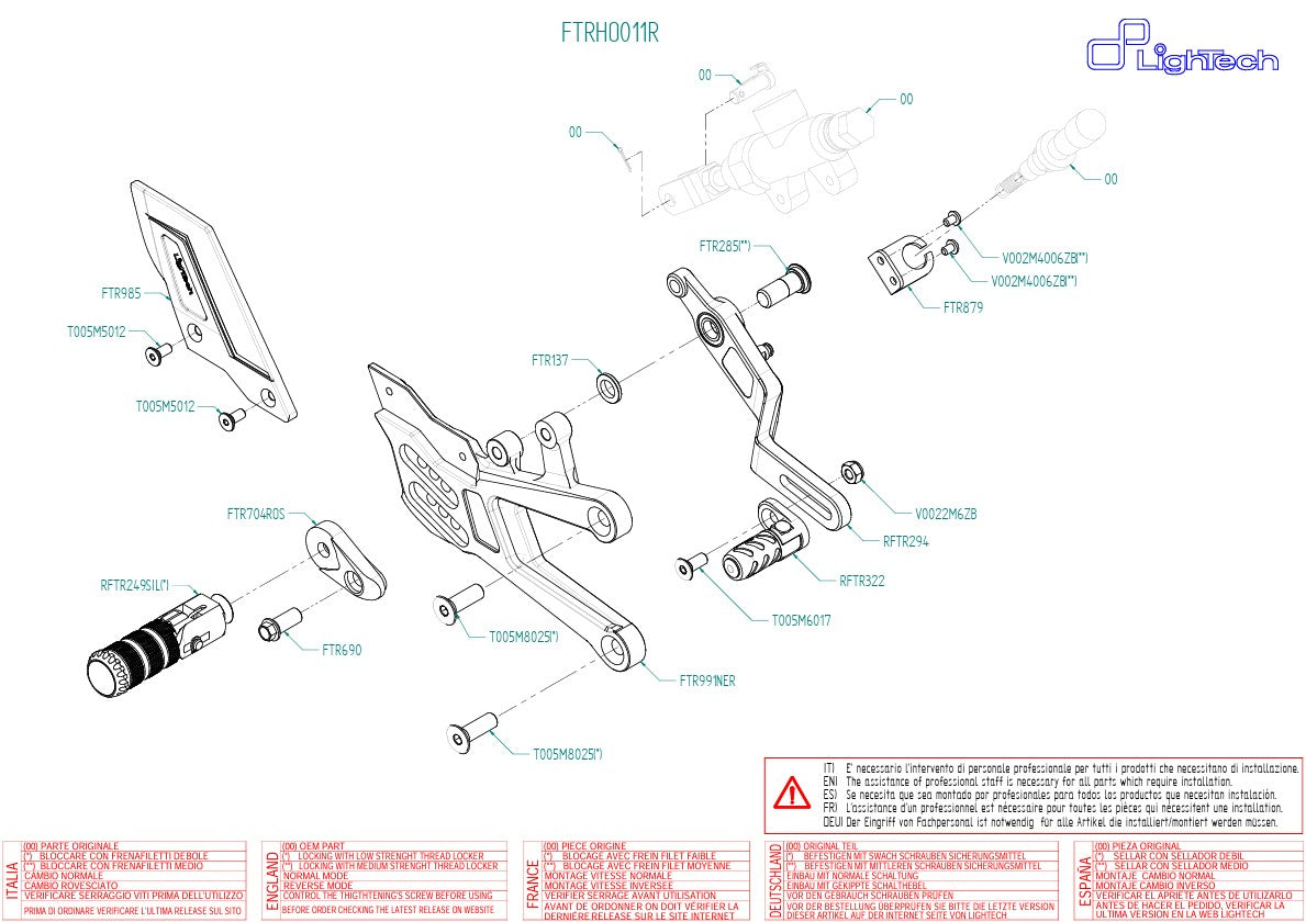 Sistema di poggiapiedi R Lightch Honda CBR 1000 RR-R SC82 (20-25) FTRHO011R