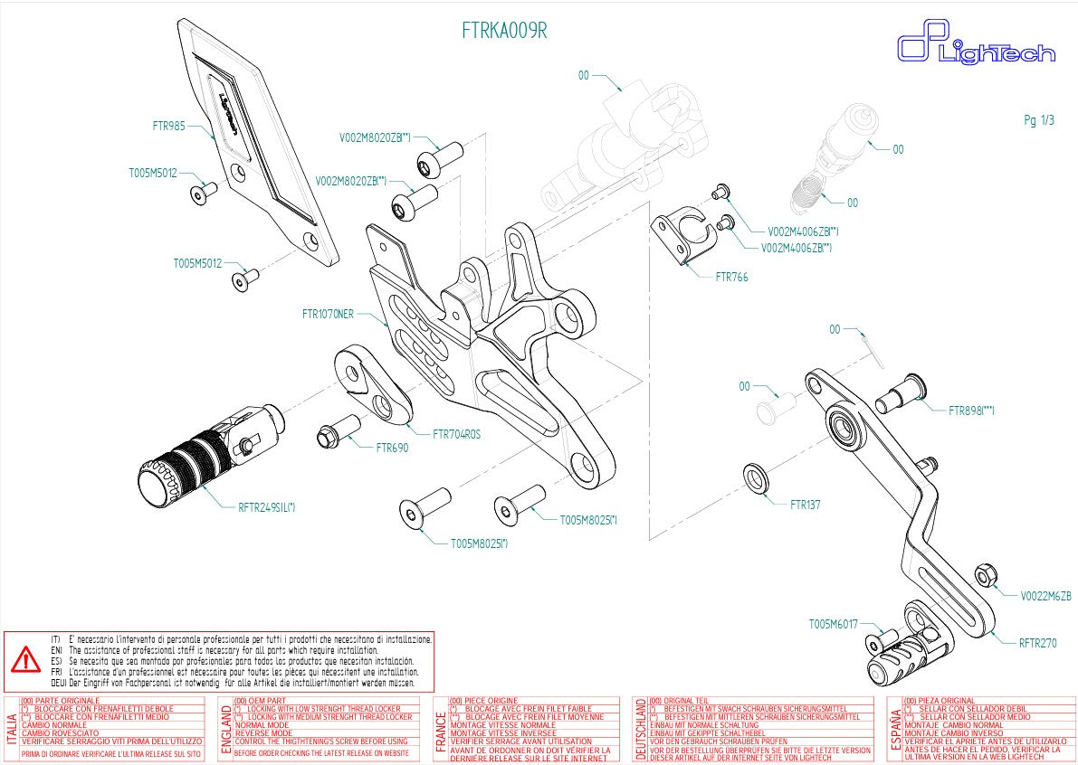 Sistema di poggiapiedi CIRCUITO DI REVERSAL LIEECH KAWASAKI ZX-6R/636/RR (05-25) FTRA009R