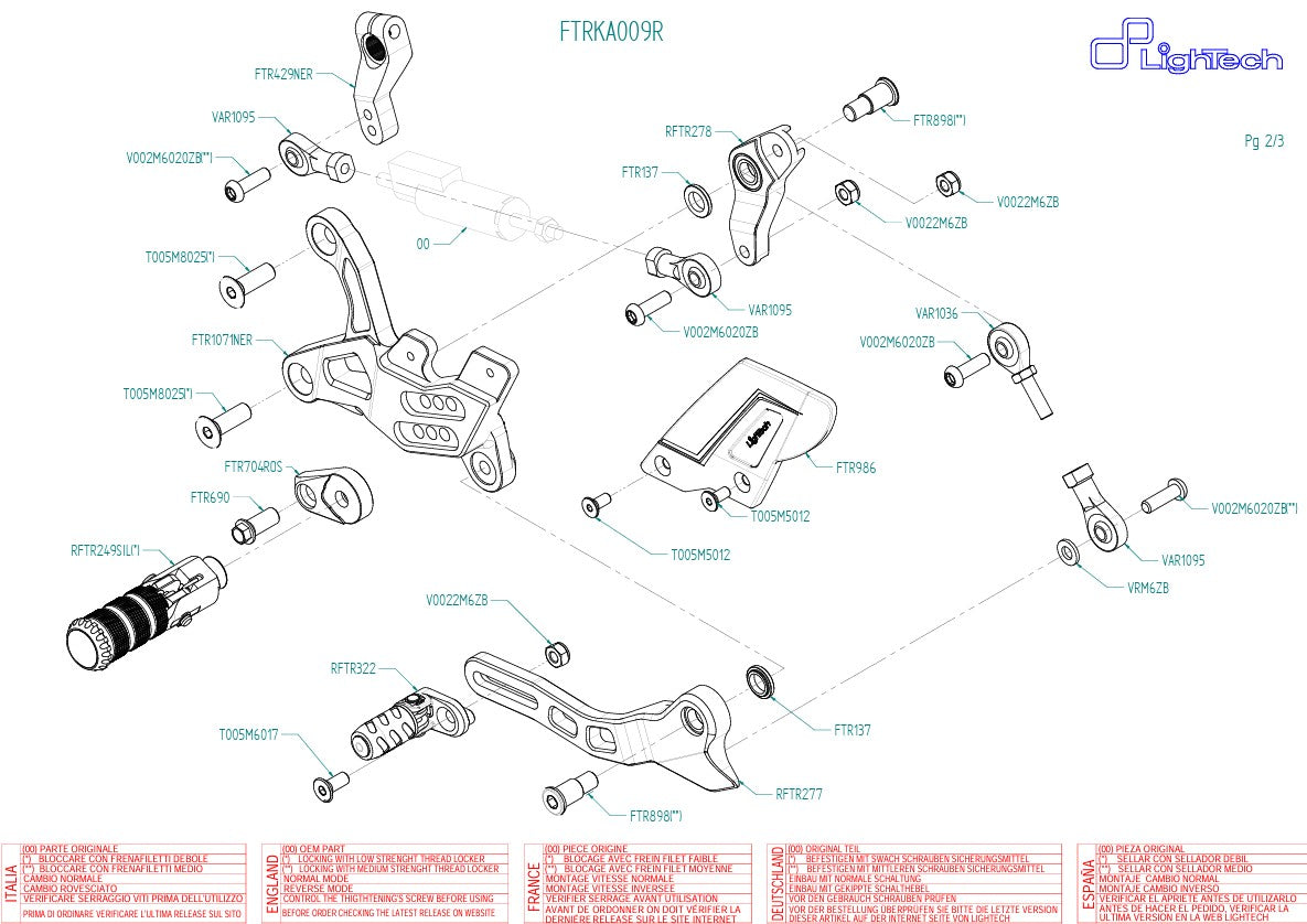 Sistema di poggiapiedi CIRCUITO DI REVERSAL LIEECH KAWASAKI ZX-6R/636/RR (05-25) FTRA009R