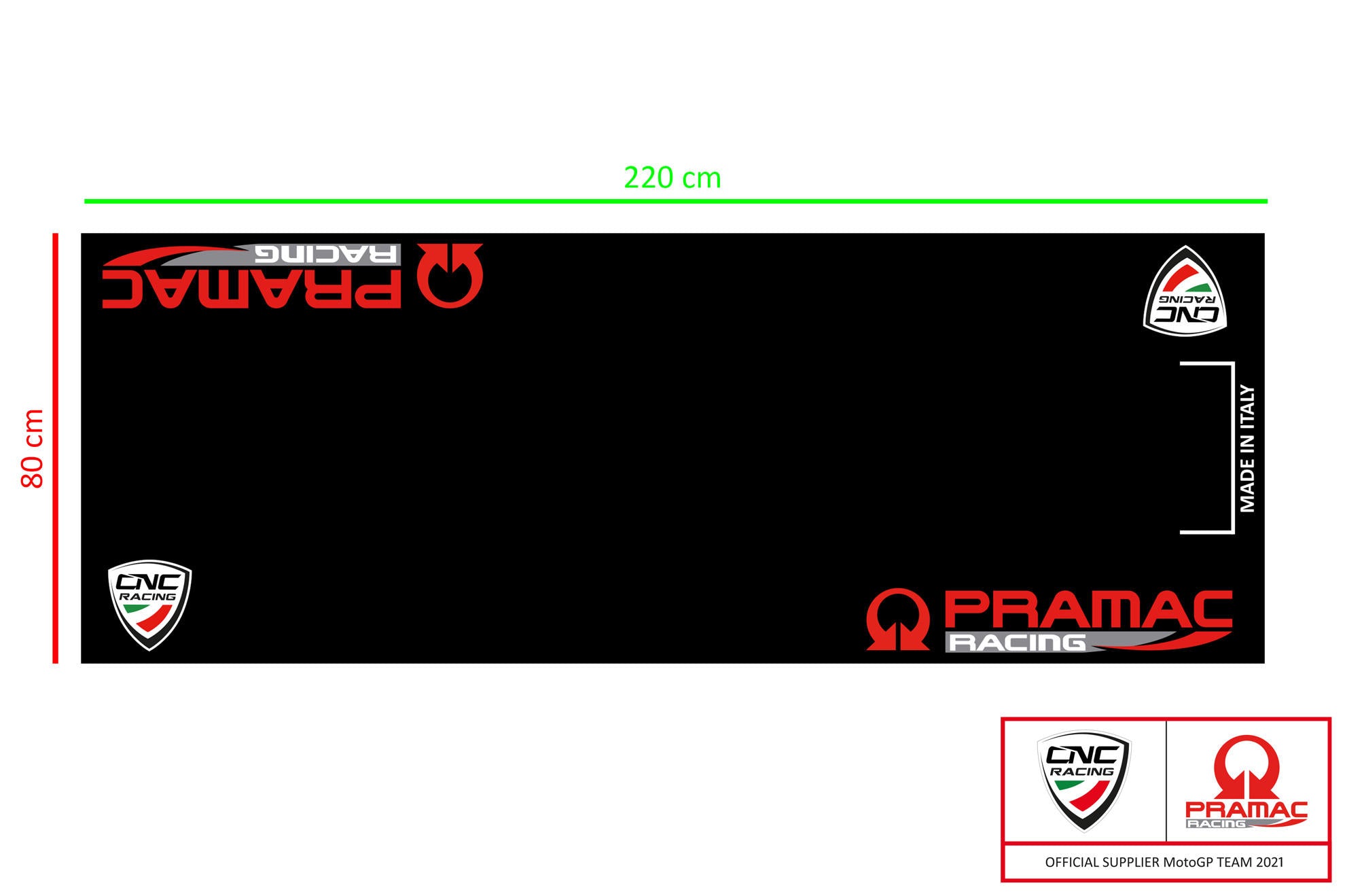 Tappeto per box e garage moto 220 x 80 cm Pramac Racing Edizione Limitata CNC Racing GA003BPR 