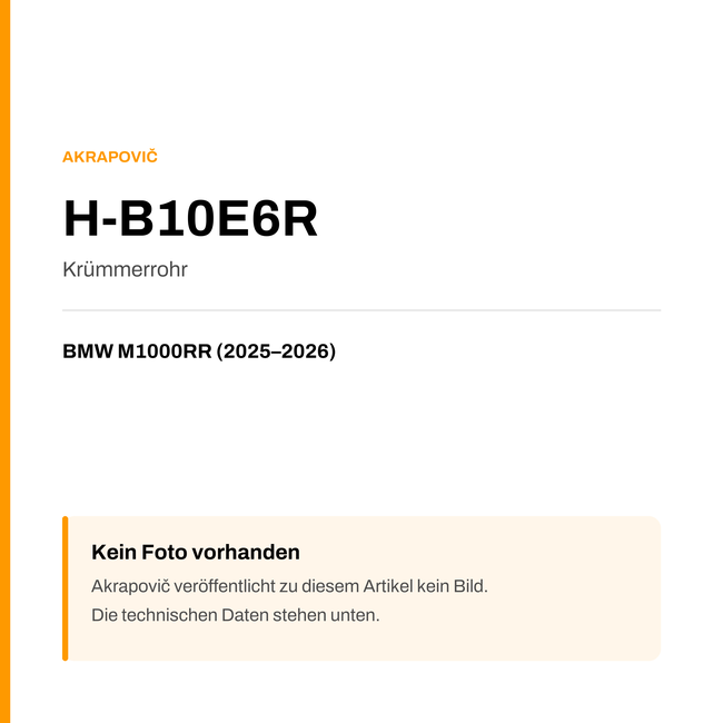Akrapovic Krümmerrohr BMW M1000RR (25-26) H-B10E6R — Platzhalter, kein Herstellerfoto verfügbar