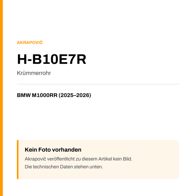 Akrapovic Krümmerrohr BMW M1000RR (25-26) H-B10E7R — Platzhalter, kein Herstellerfoto verfügbar