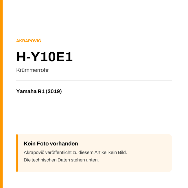 Akrapovic Krümmerrohr Yamaha R1 (19-19) H-Y10E1 — Platzhalter, kein Herstellerfoto verfügbar