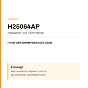 Ansaugrohr Avio Fiber Prepreg Carbonin Honda CBR 600 RR PC69 (24-26) H25064AP — Platzhalter, Herstellerfoto folgt