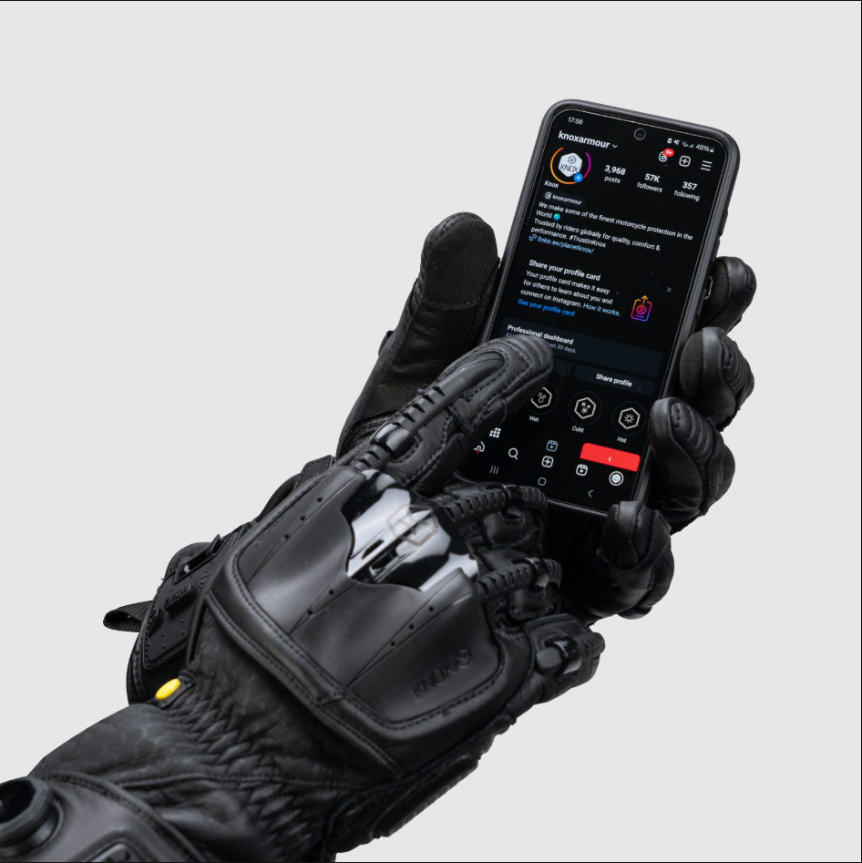 Knox Handroid MK5 guanti da corsa in pelle | Uomo | Nero | 11769404100 