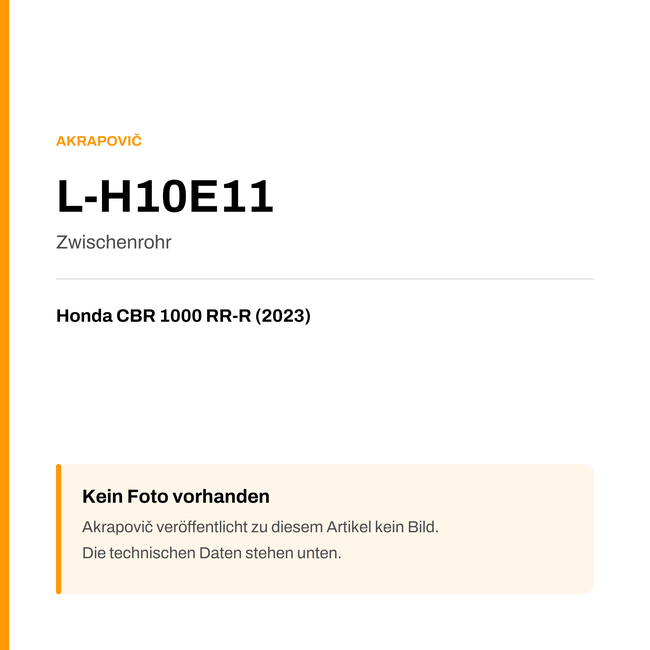 Akrapovic Zwischenrohr Honda CBR 1000 RR-R (23-23) L-H10E11 — Platzhalter, kein Herstellerfoto verfügbar